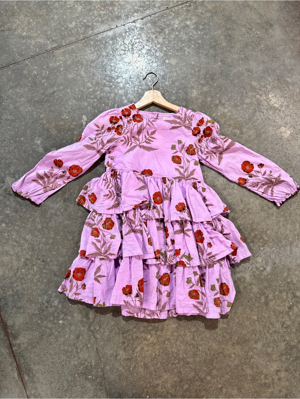 Pink Chicken New York Girls Lavender Floral Tiered Ruffle Dress Size 10Y